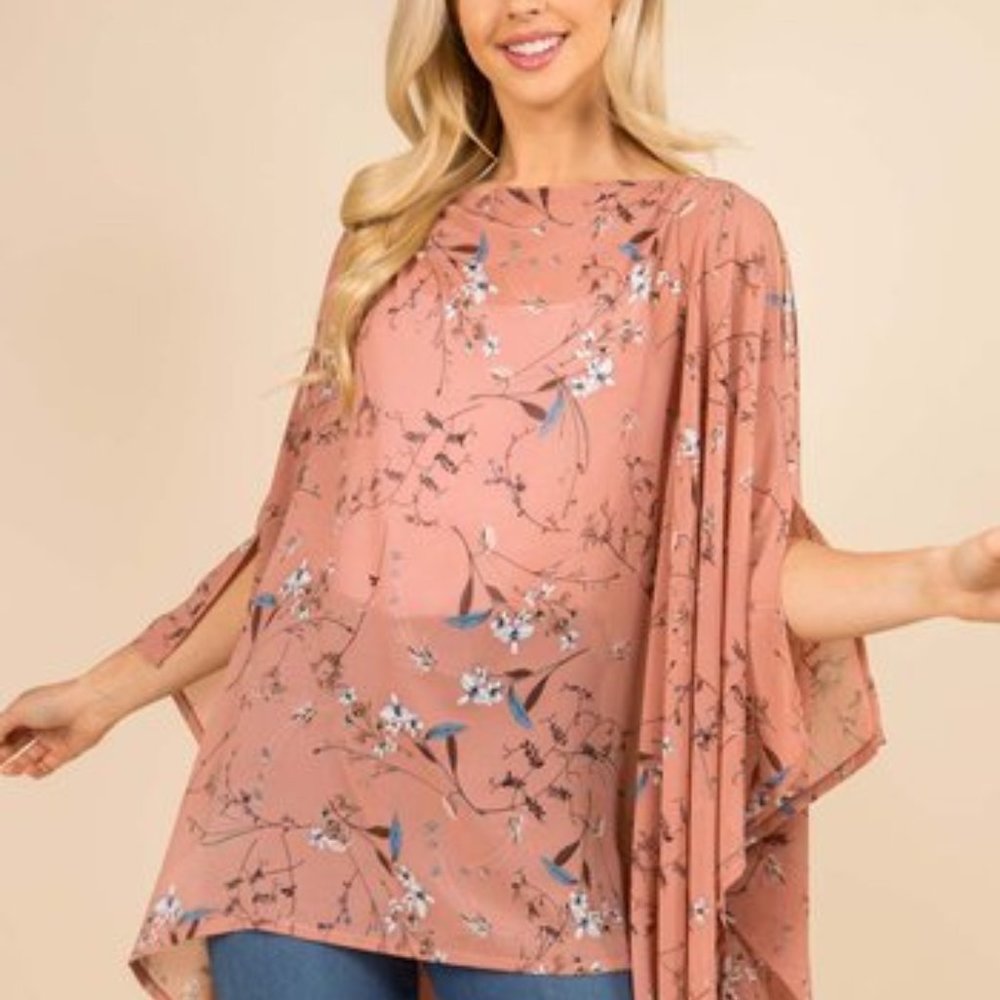 g accessories pink floral poncho Size OS